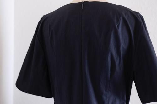 Cotton Short Sleeve Flare Dress Black