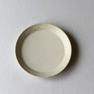 あられリム皿 S white