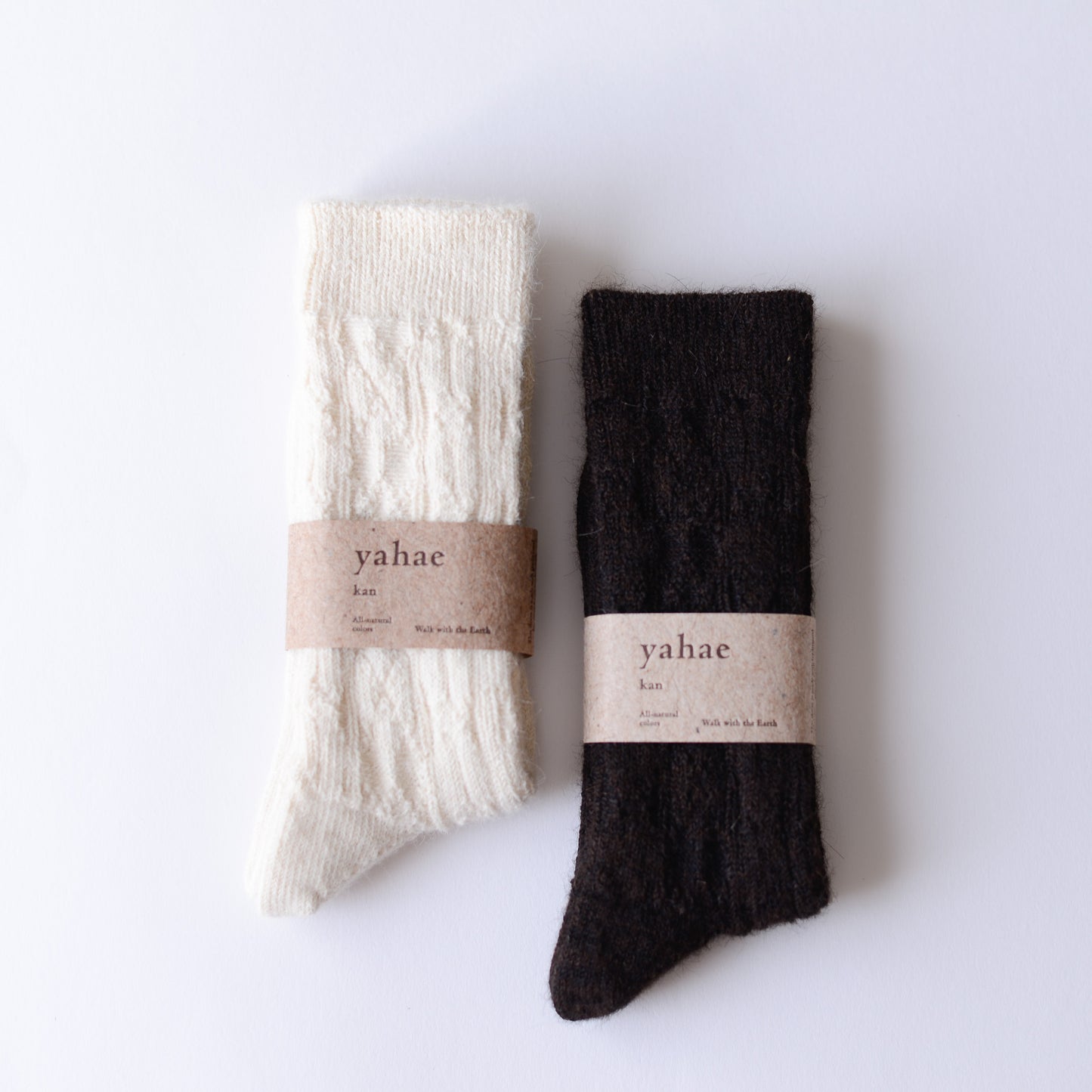 アルパカケーブル編み靴下 Dark Brown