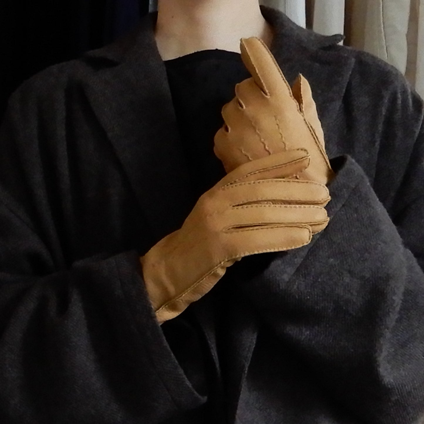 カシミアライニングディアレザーグローブ Beige