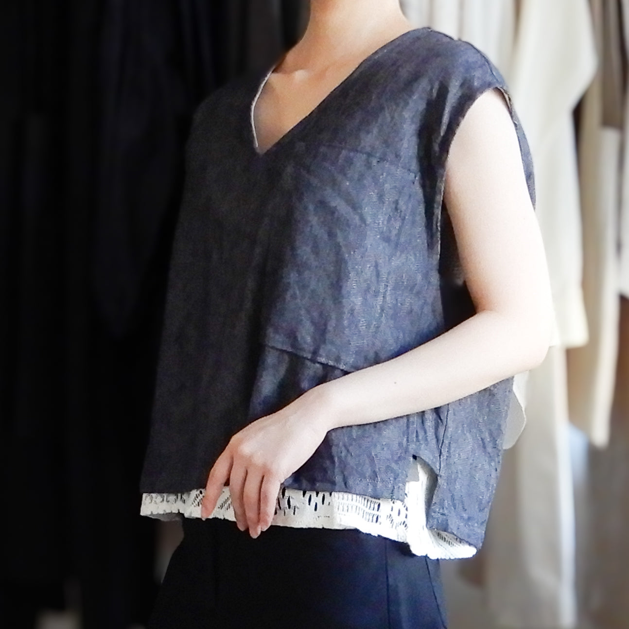 コットンクロシェキャミソール Ivory