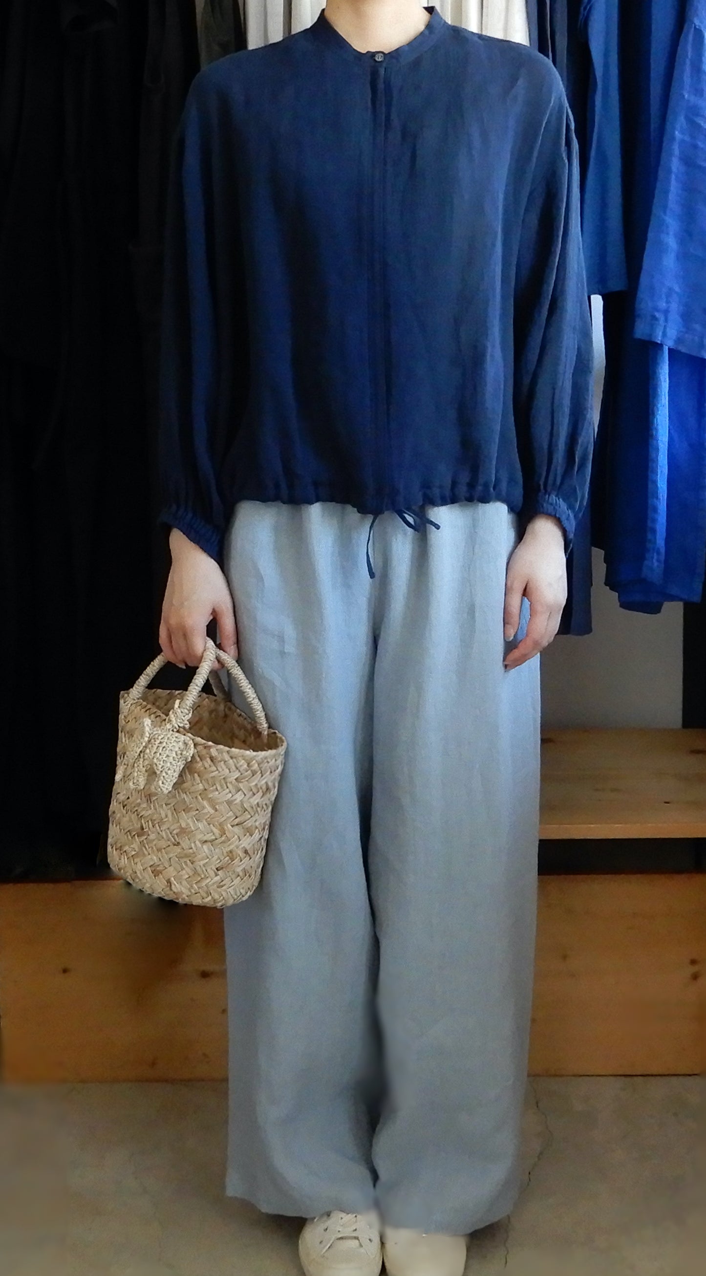 リネンジップアップジャケット Navy