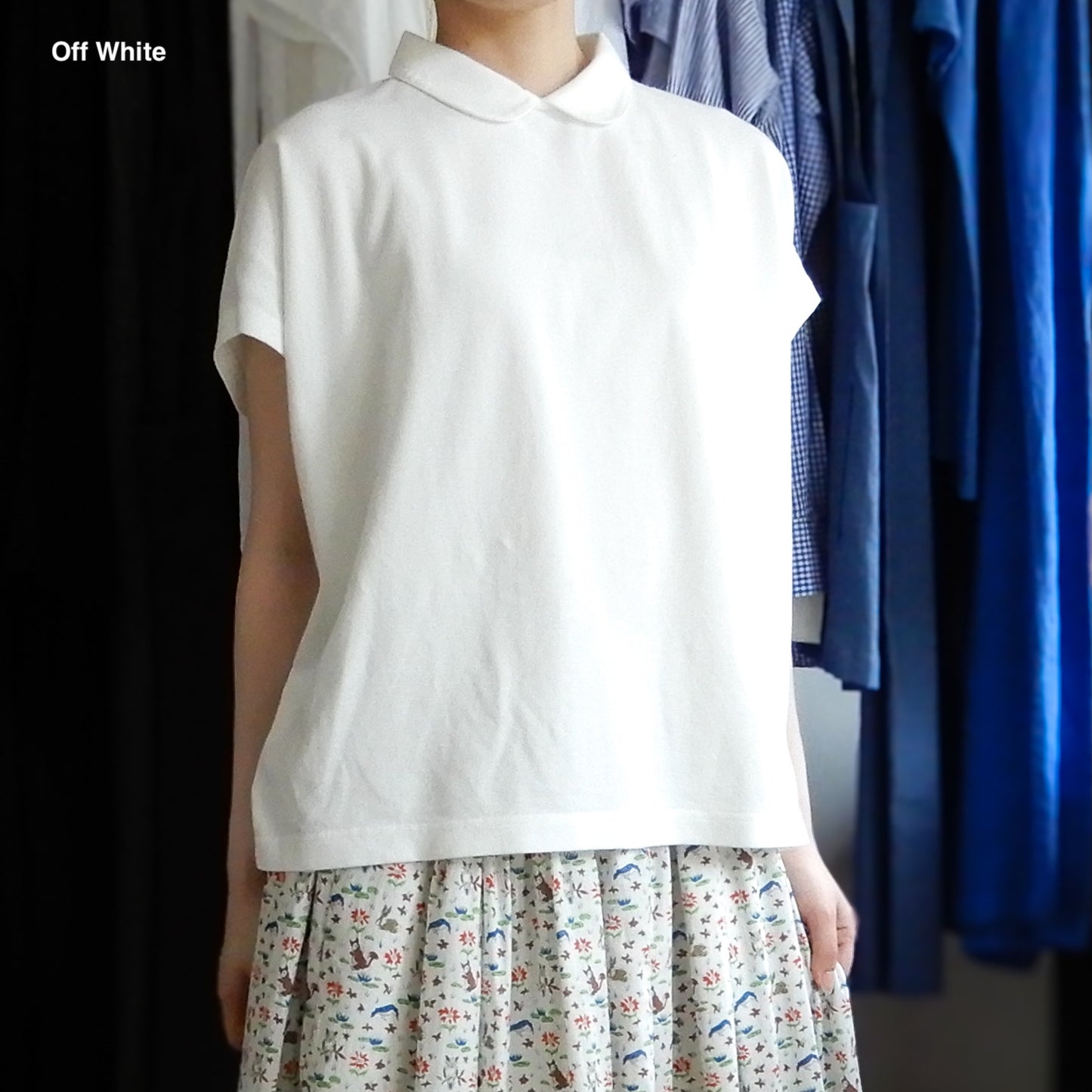 コットン鹿子ラウンドカラープルオーバー Light Gray