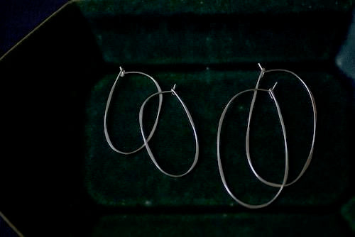 Oval Hoop Earrings, Small, Silver