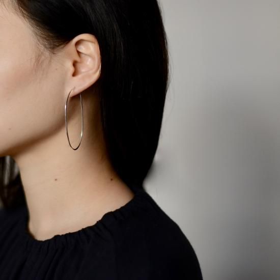 Oval Hoop Earrings, Large, Silver