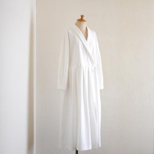 Shawl Collar Cache-Coeur Dress Off White
