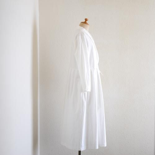 Shawl Collar Cache-Coeur Dress Off White