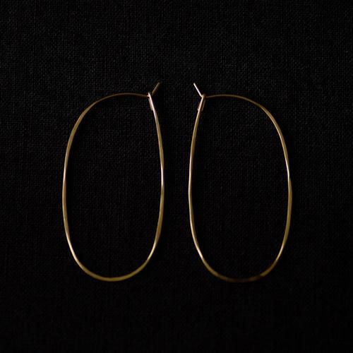 Oval Hoop Earrings, Large, Gold