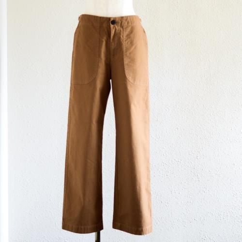 Cotton Straight Pants, Camel