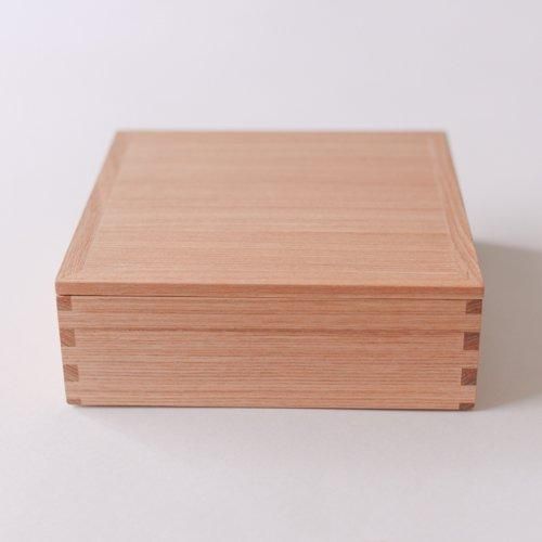 A plain wooden single-tiered box
