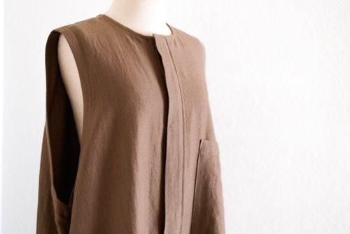 ウールリネンコットンジャンパースカート  Brown