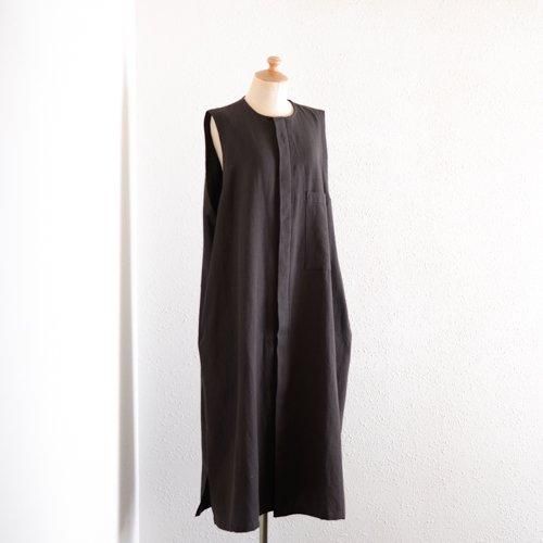 울 린넨 코튼 점퍼 스커트 Dark Brown