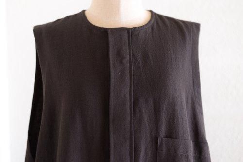 울 린넨 코튼 점퍼 스커트 Dark Brown