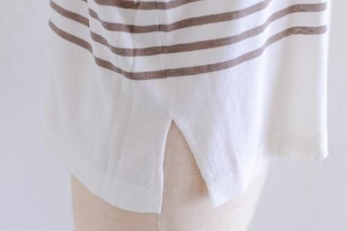 コットンニットボーダープルオーバー Brown