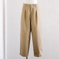 Cotton Herringbone Tuck Pants Beige