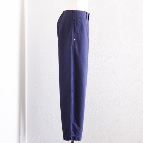 Cotton Herringbone Tuck Pants Navy
