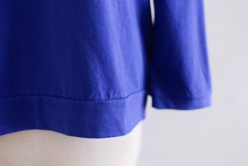 Soft cotton V-neck wide T-shirt in Dark Blue