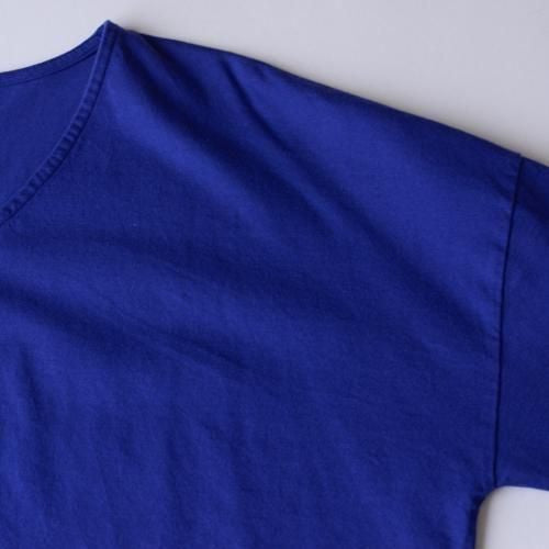 Soft cotton V-neck wide T-shirt in Dark Blue