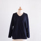 Soft cotton V-neck wide T-shirt in black