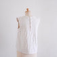 Cotton linen waffle sleeve shirt, off-white