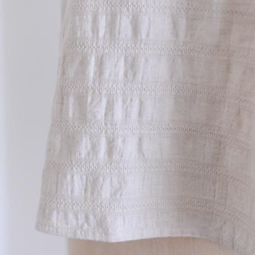 Cotton linen waffle sleeve shirt, off-white