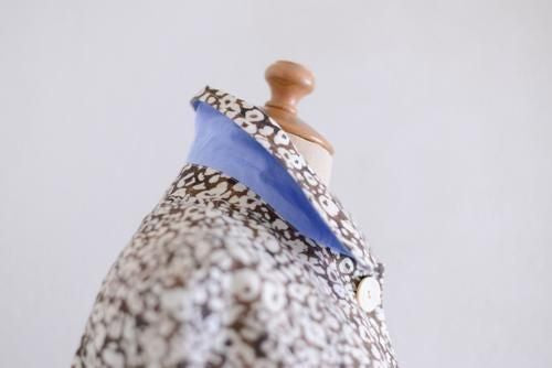 リネンフラワープリントコート Brown