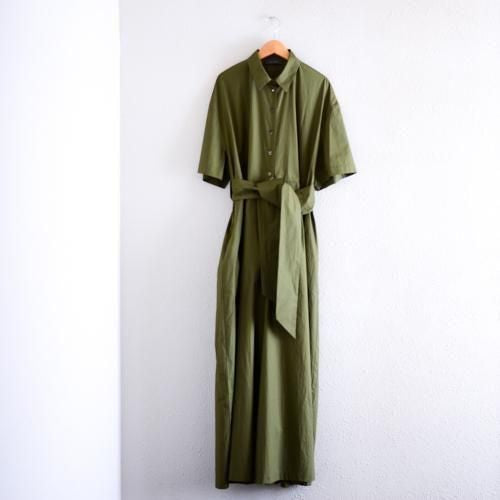 Khaki Cotton Short Sleeve Jumpsuit