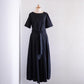 Cotton Short Sleeve Flare Dress Black
