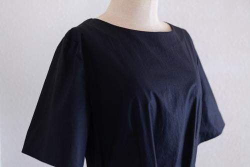 Cotton Short Sleeve Flare Dress Black