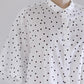 Cotton linen polka dot dress, off white x brown