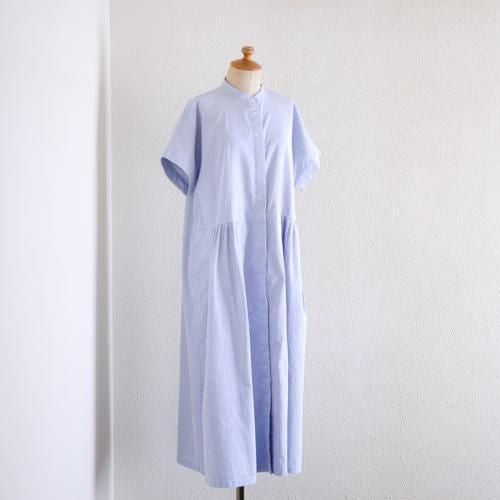 Cotton French Sleeve Dress White x Navy