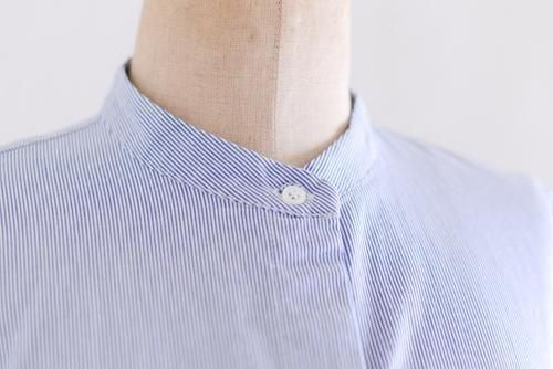 Cotton French Sleeve Dress White x Navy