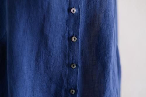 Soft Linen Cardigan Blouse Navy