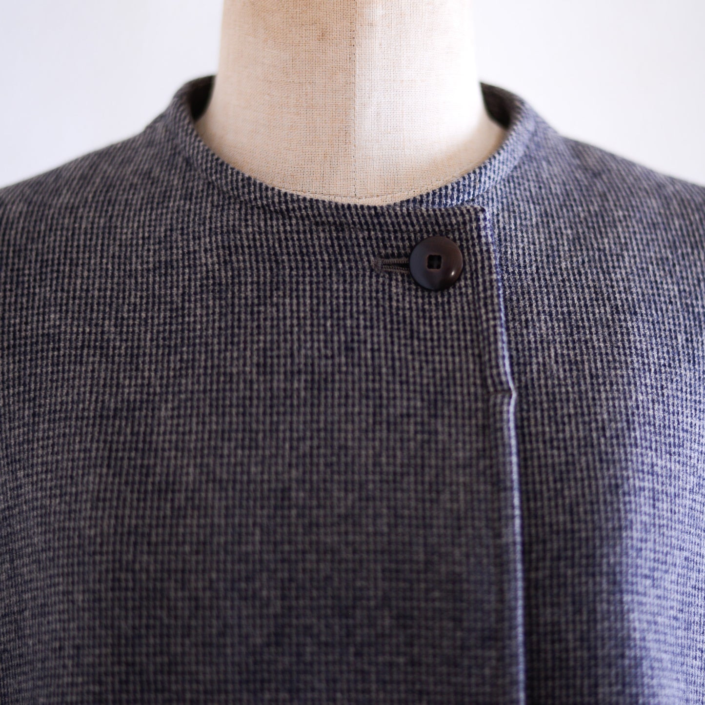 울 노 칼라 쇼트 재킷 Beige × Black