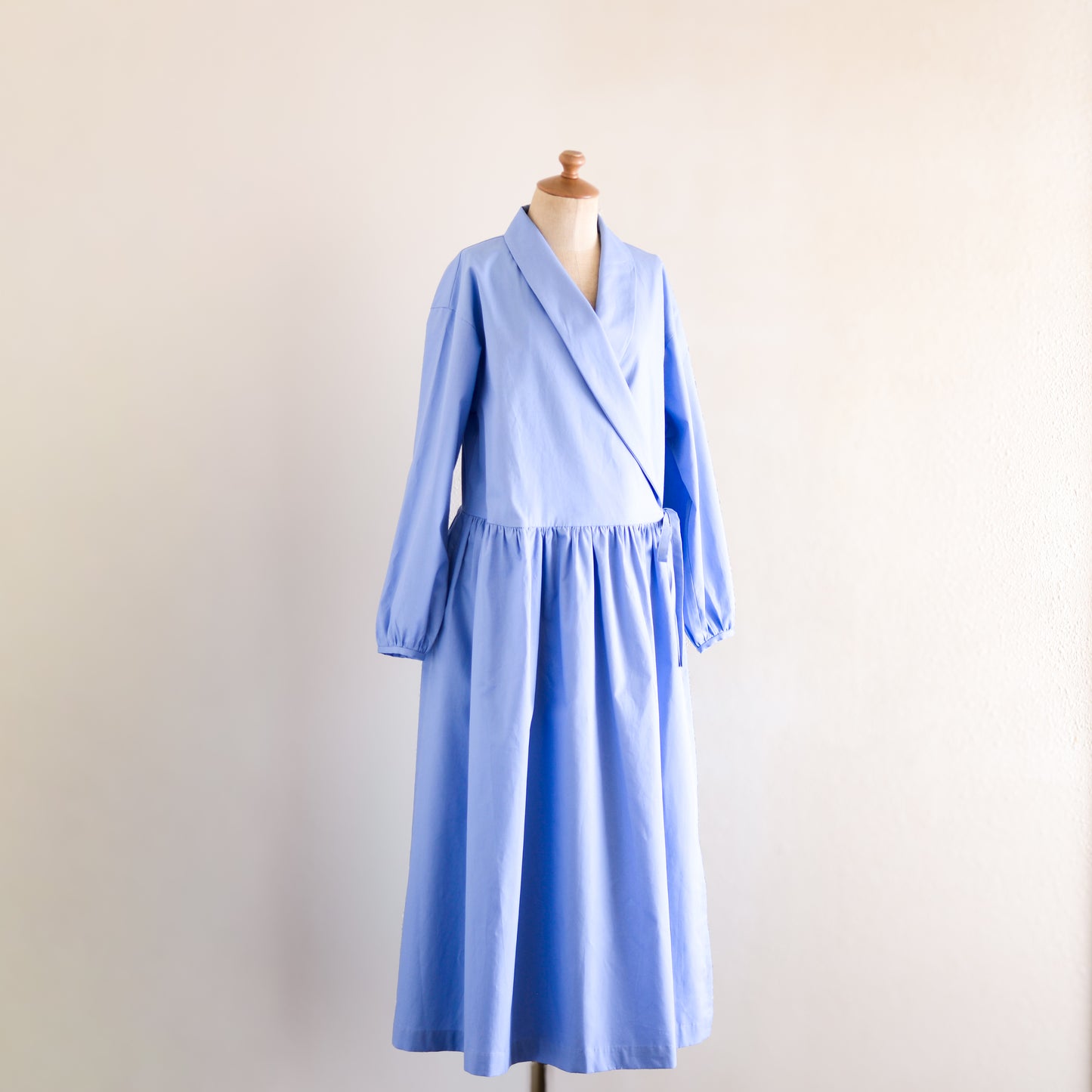 ショールカラーカシュクールワンピース Sky Blue
