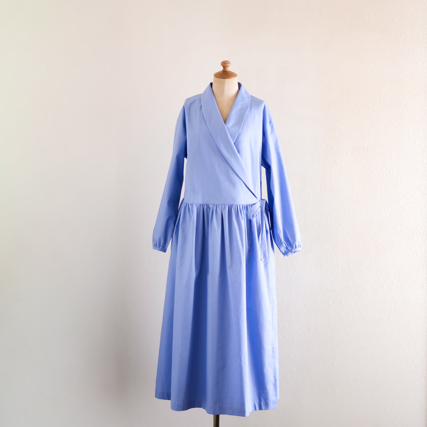 ショールカラーカシュクールワンピース Sky Blue