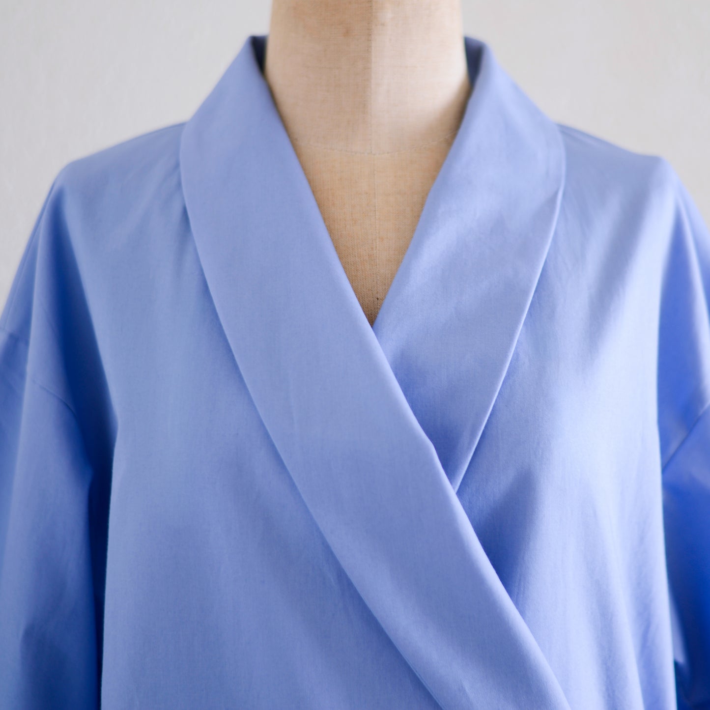 ショールカラーカシュクールワンピース Sky Blue