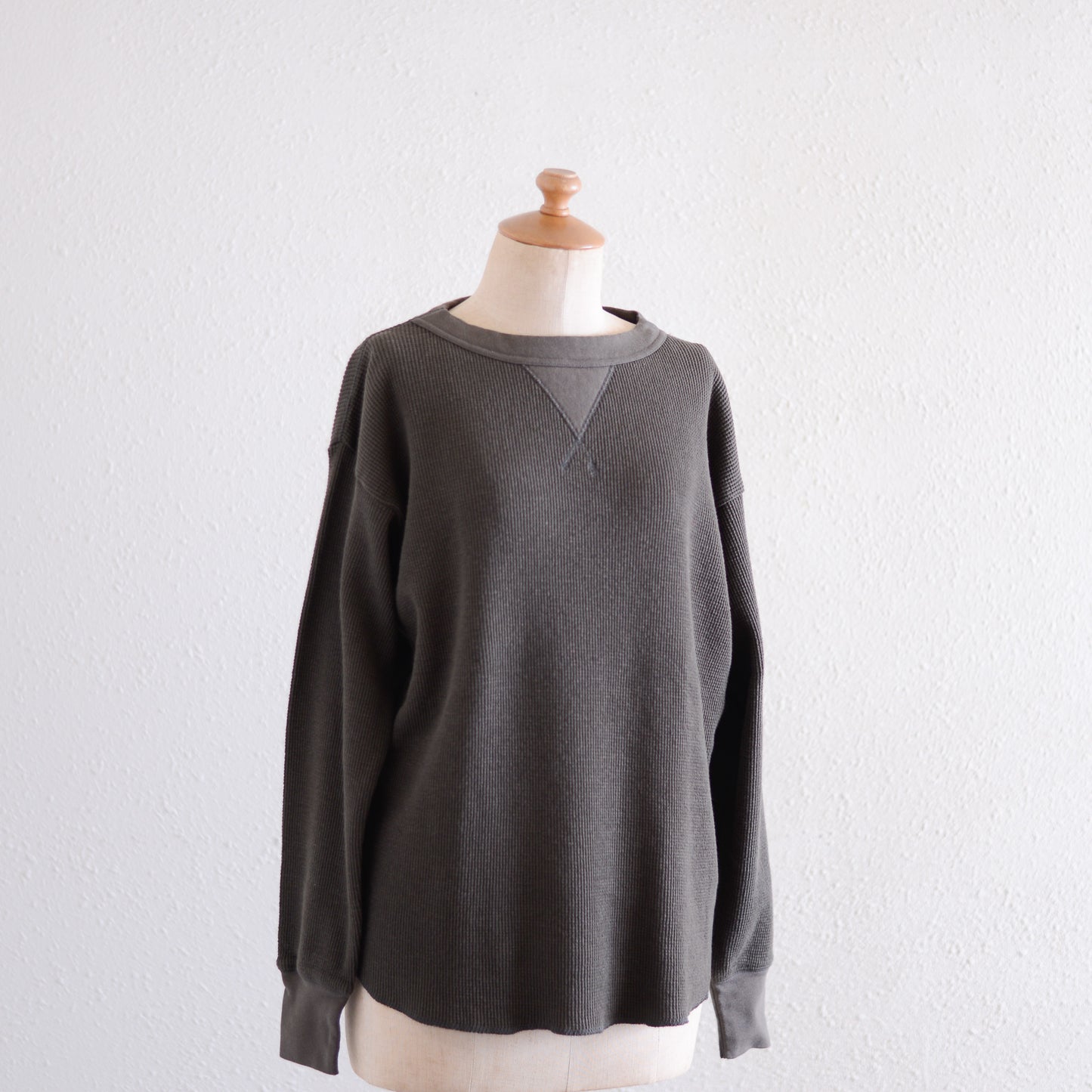 コットンワッフルロングスリーブシャツ Khaki