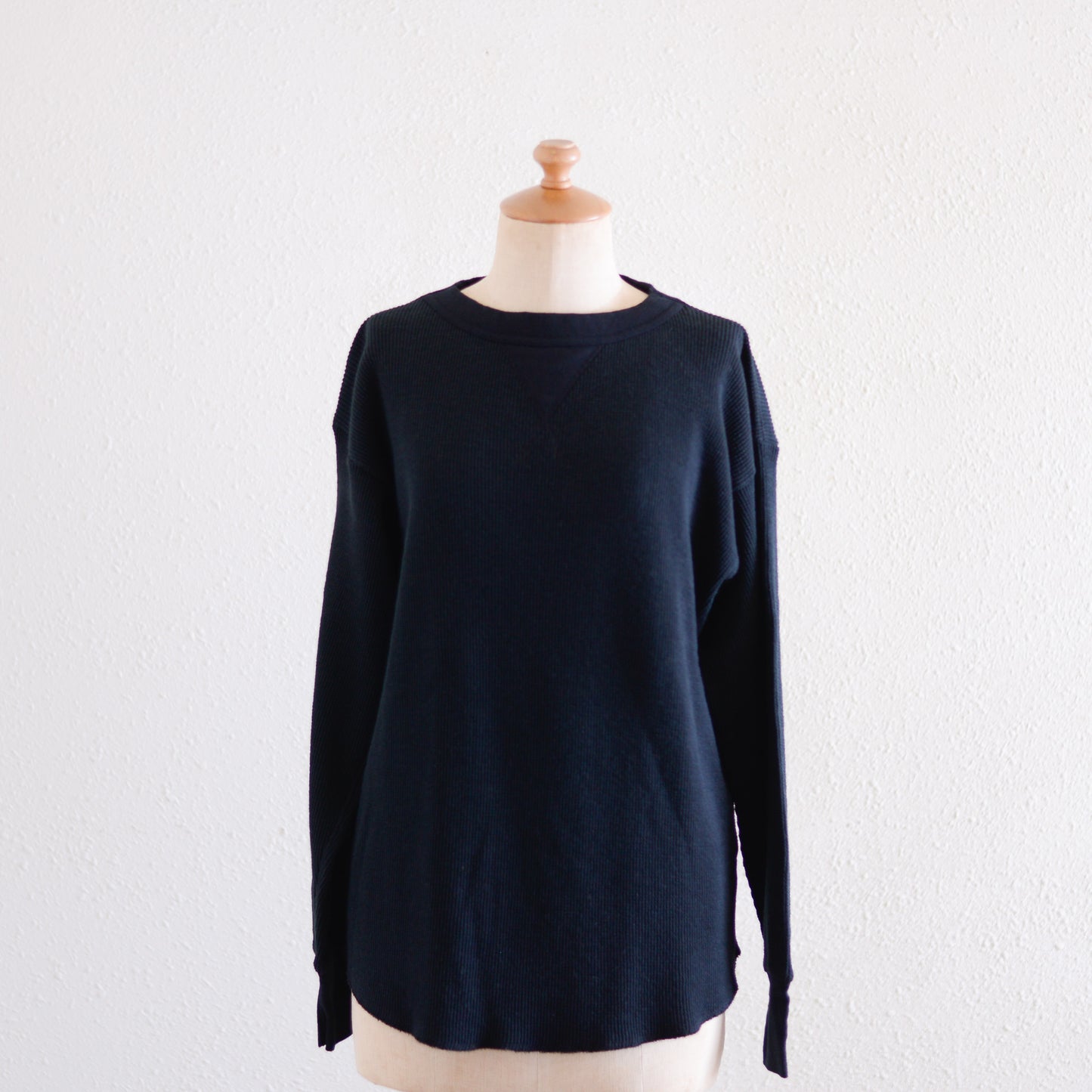 Cotton Waffle Long Sleeve Shirt Black