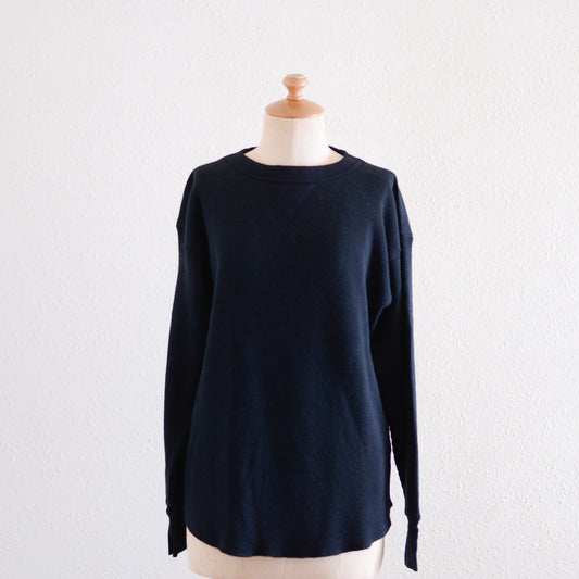 Cotton Waffle Long Sleeve Shirt Black
