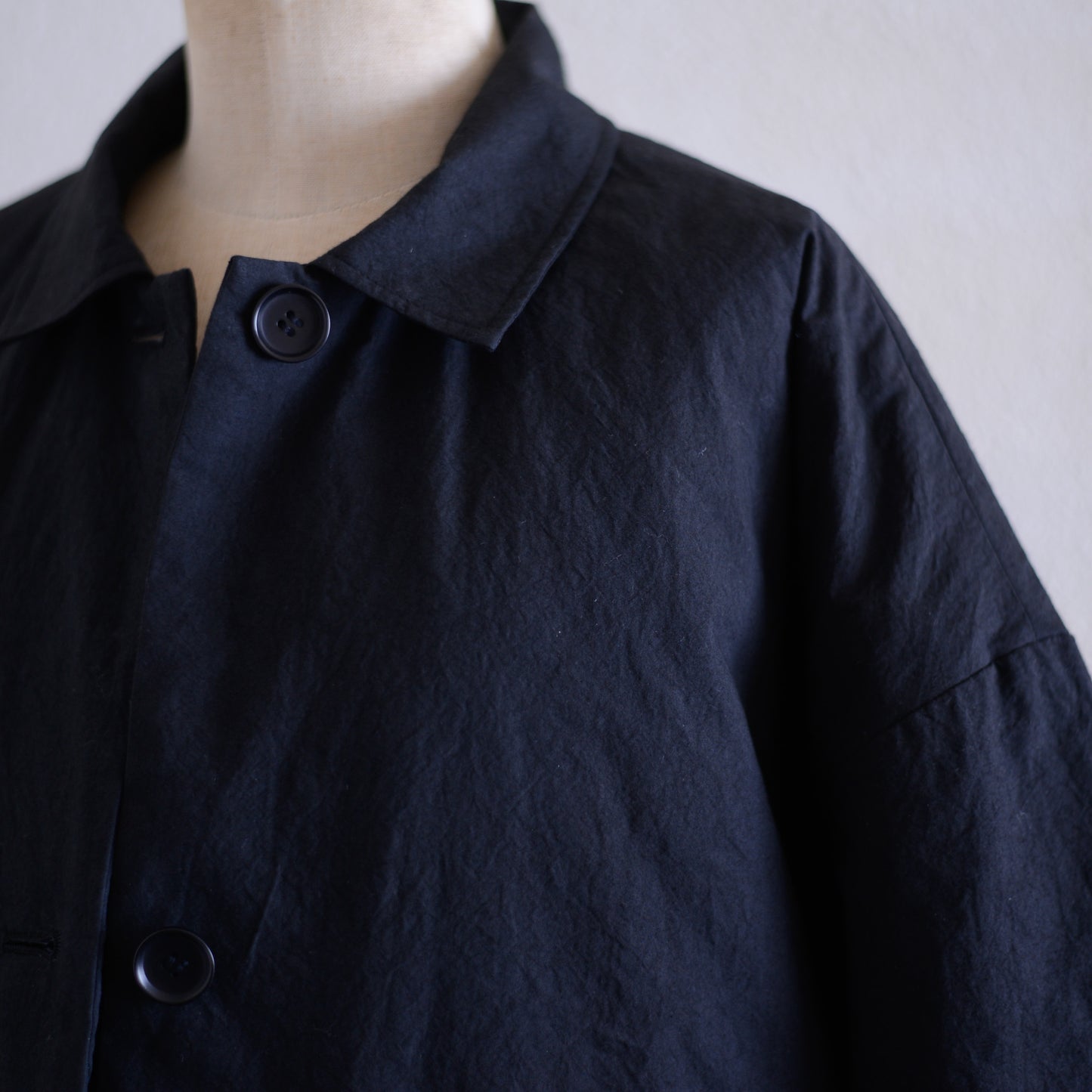 コットンキルトリバーシブルロングコート Black