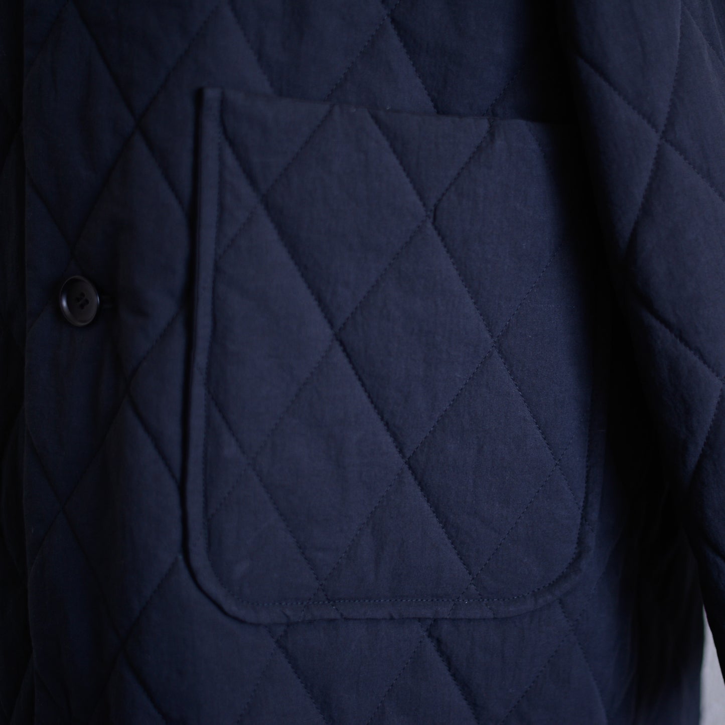 コットンキルトリバーシブルロングコート Black