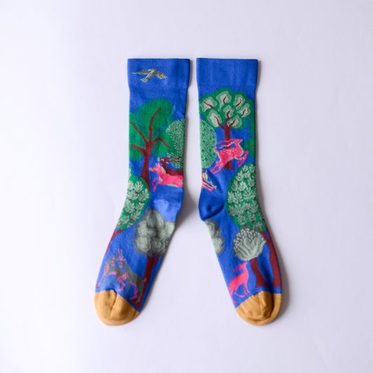 Cobalt Deer Socks