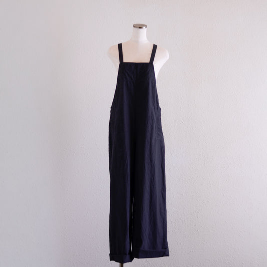 コットンリネンサロペット Black