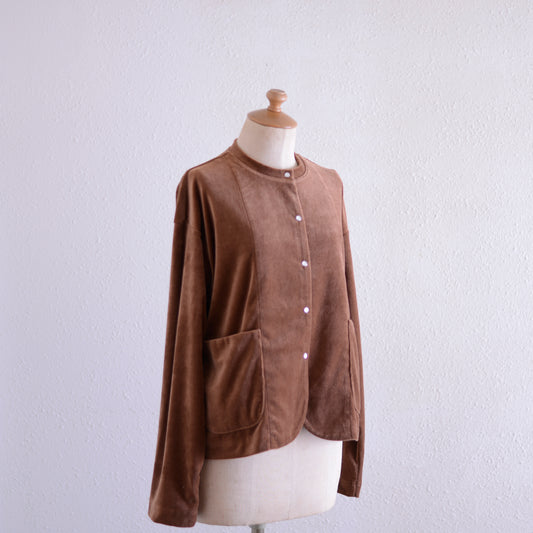 コットンベロアスナップジャケット Brown