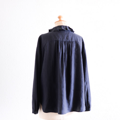 リネンタックカラーブラウス Black