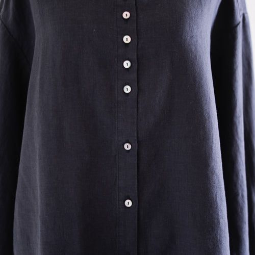 リネンタックカラーブラウス Black