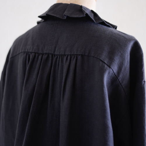 リネンタックカラーブラウス Black