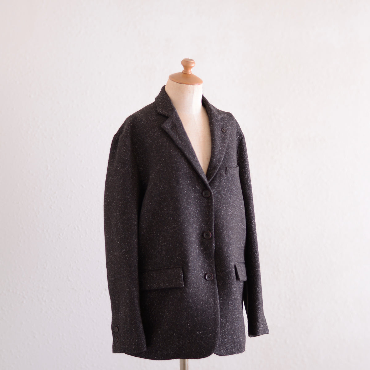 シルクネップホームスパンテーラードジャケット Dark Brown