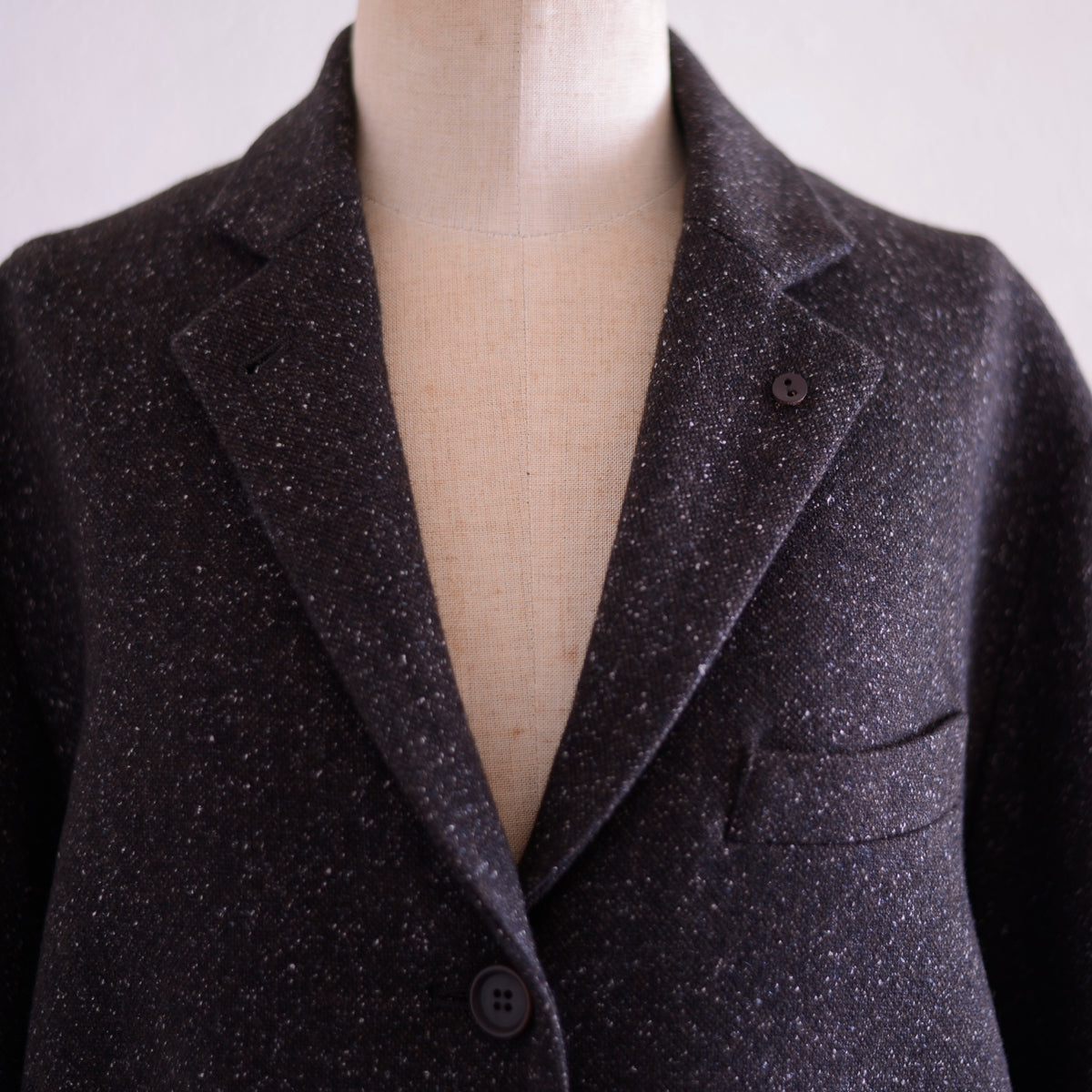シルクネップホームスパンテーラードジャケット Dark Brown